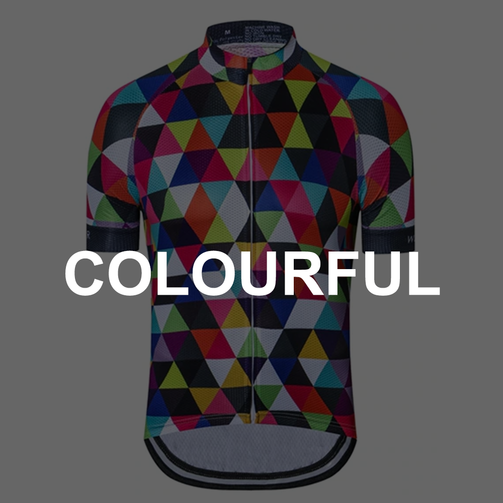 Colourful cycling jerseys