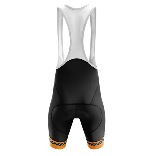 Black cycling bib shorts with white back on a white background