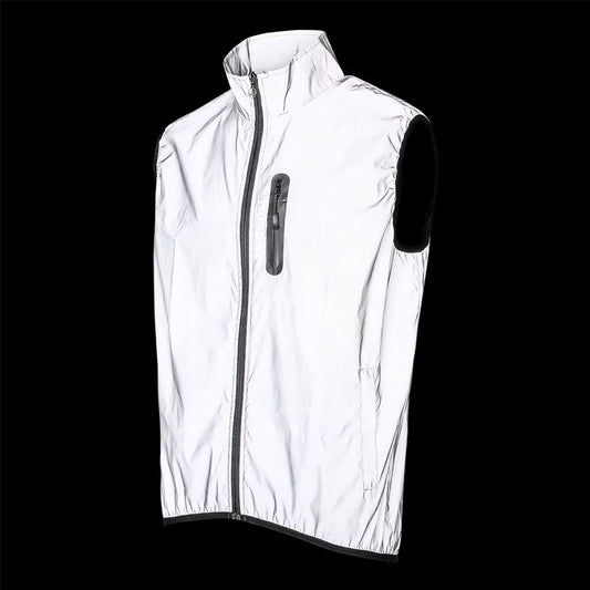 High visibility sleeveless jacket side