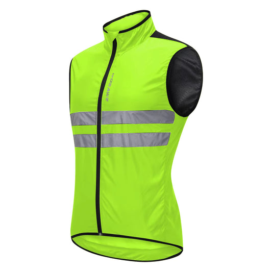 High Visibility Reflective Sleeveless Cycling Jacket - Green side