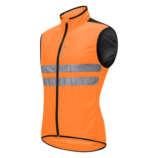 High Visibility Reflective Sleeveless Cycling Jacket - Orange side