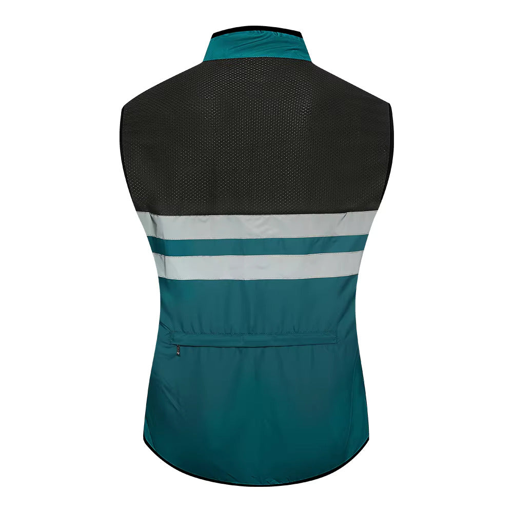 High Visibility Reflective Sleeveless Cycling Jacket - Teal rear