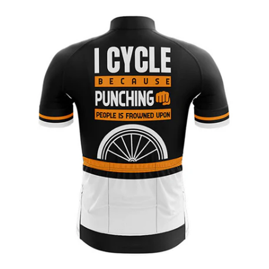 Punching Is Frowned Upon Cycling Jersey V2 Rear