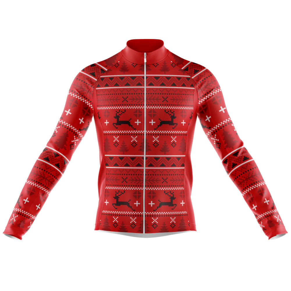 Retro Xmas Long Cycling Jersey front view