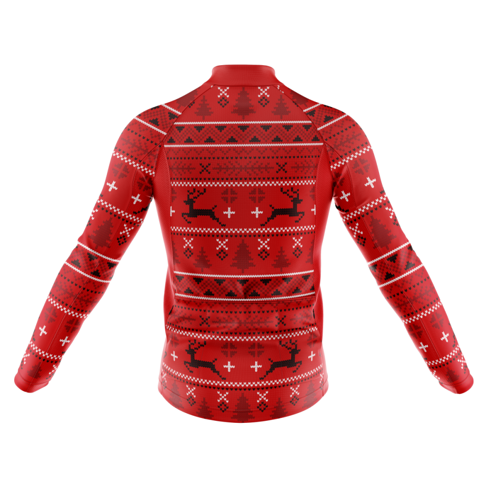 Retro Xmas Long Cycling Jersey rear view