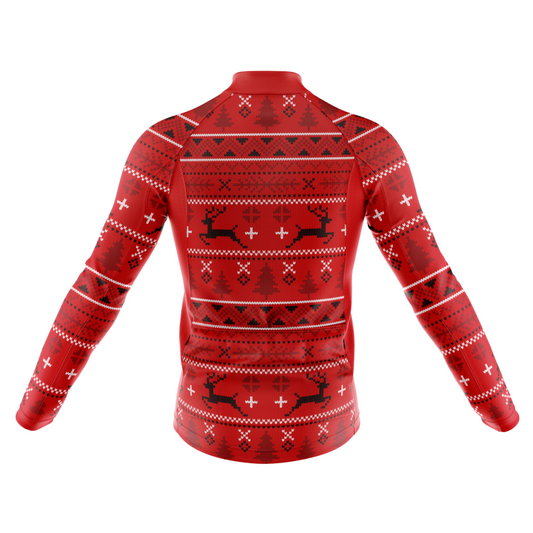 Retro Xmas Long Cycling Jersey rear view