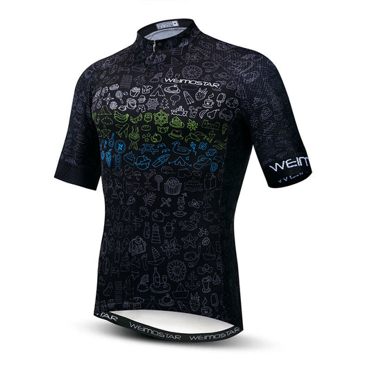 Front view Doodle Dark Cycling Jersey