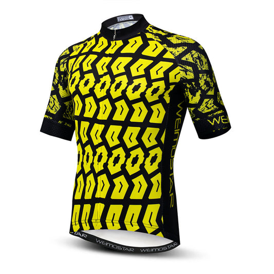 Front view Yellow Tread Cycling Jersey