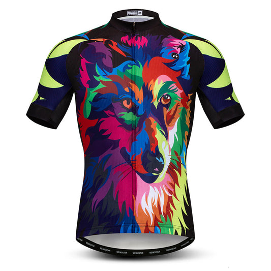 Front view Colourful Wolf Cycling Jersey