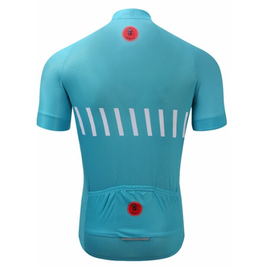 Aqua Stripe Cycling Jersey Rear View