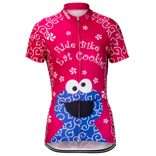 Cookie Monster Pink Cycling Jersey front view