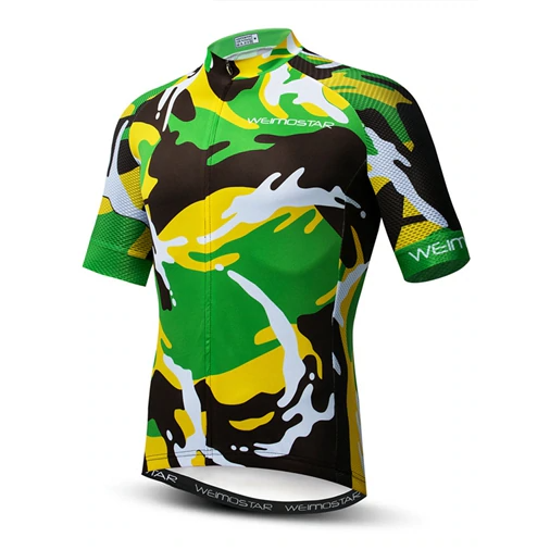 Front view Green Camo Cycling Jersey