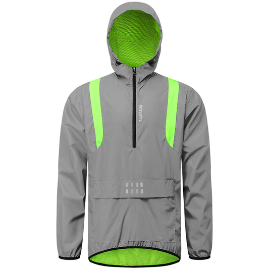 High Visibility Reflective Cycling Hooded Jacket - Green front