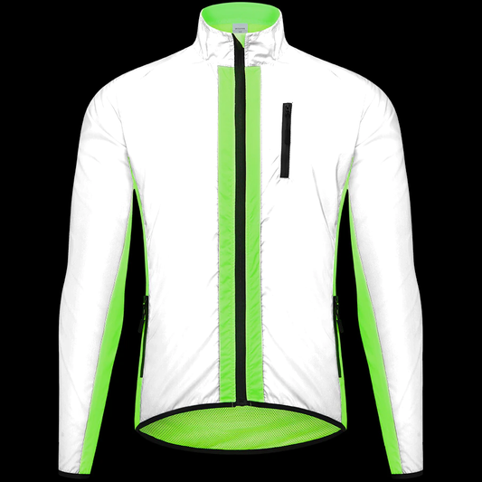 High Visibility Reflective Cycling Jacket - Green front night