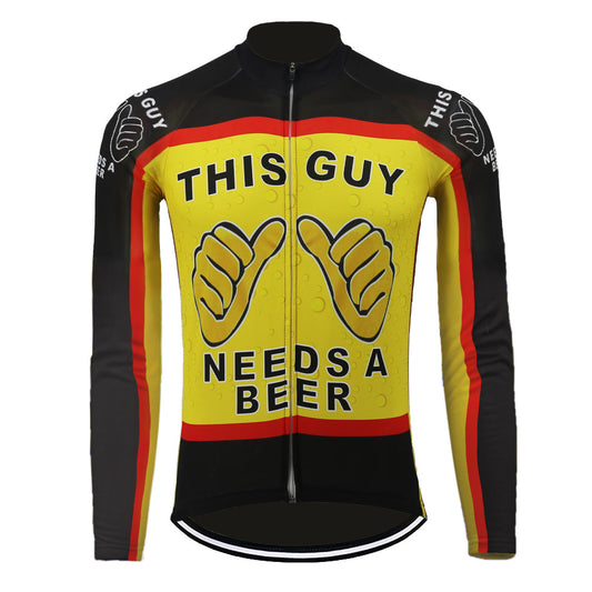 This Guy Needs A Beer Long Cycling Jersey Front View