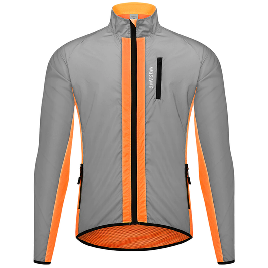 High Visibility Reflective Cycling Jacket - Orange front