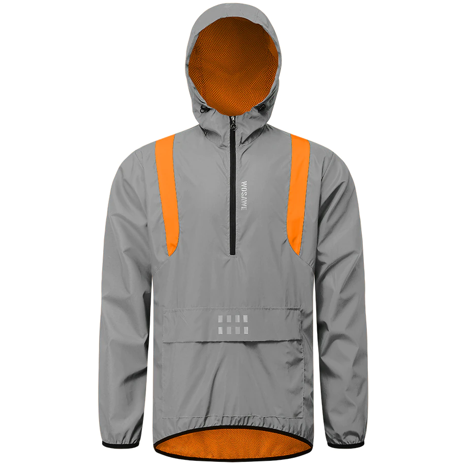 High Visibility Reflective Cycling Hooded Jacket - Orange front