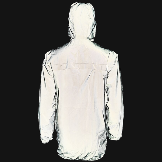 High Visibility Reflective Cycling Hooded Jacket - Red rear night