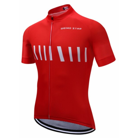 Red Stripe Cycling Jersey Front View