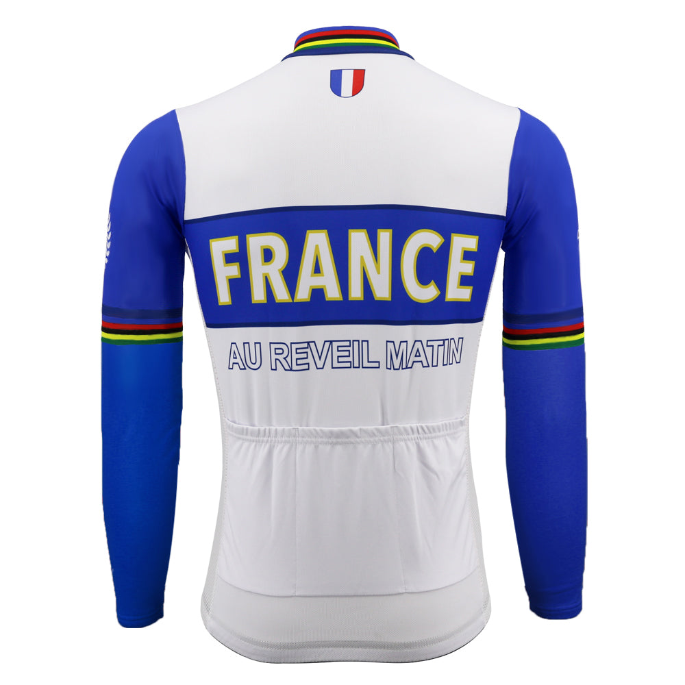 Retro 1903 France Au Reveil Matin Long Cycling Jersey rear
