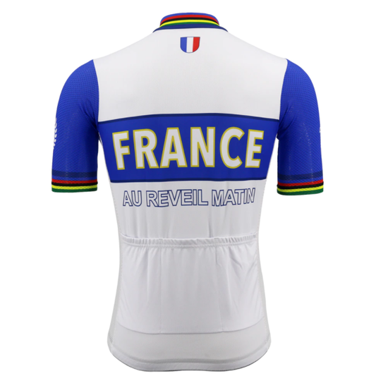 Retro 1903 France Au Reveil Matin Cycling Jersey Rear View