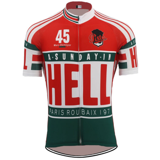 Retro Hell Paris Roubaix 197 Cycling Jersey Front View