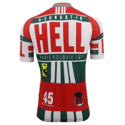 Retro Hell Paris Roubaix 197 Cycling Jersey Rear View