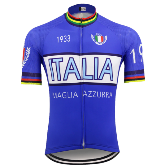 Retro Italia Maglia Azzurra Cycling Jersey Front View
