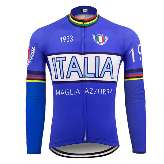 Retro Italia Maglia Azzurra Long Cycling Jersey front