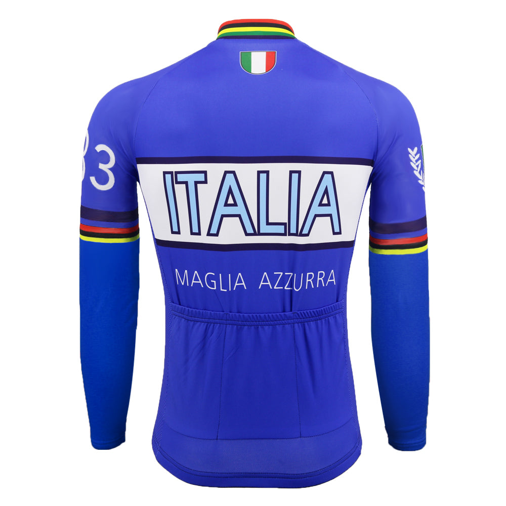 Retro Italia Maglia Azzurra Long Cycling Jersey rear