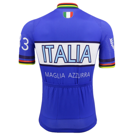 Retro Italia Maglia Azzurra Cycling Jersey Rear View