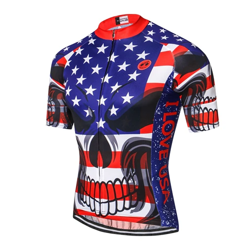 Front View USA Skull Cycling Jersey