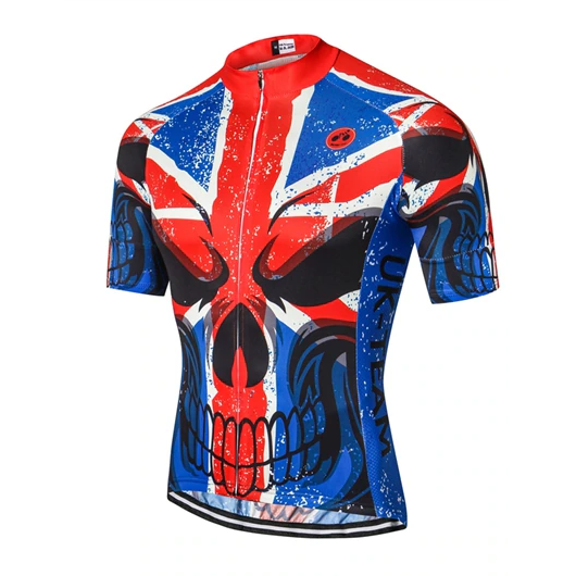 Front View Union Jack Skull Cycling Jersey