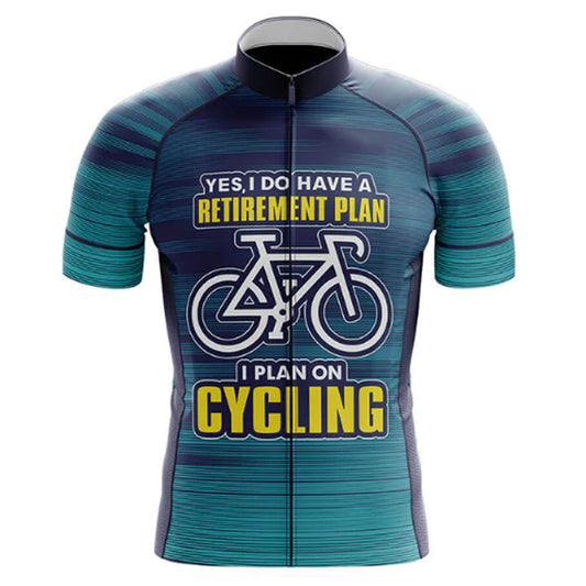 Blue Retirement Plan Cycling Jersey Front