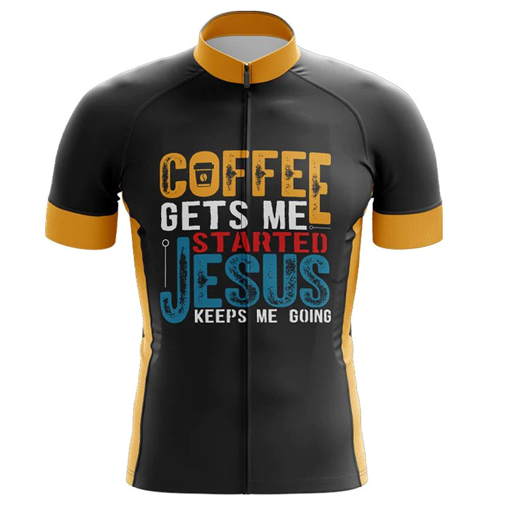 Coffee Gets Me Started Cycling Jersey Front