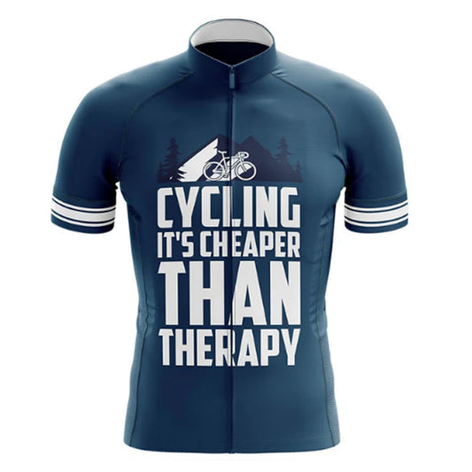 Cycling Cheaper Than Therapy Cycling Jersey Front