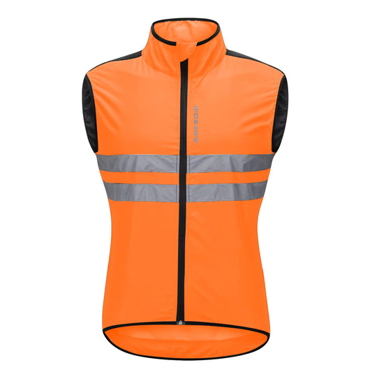 High Visibility Reflective Sleeveless Cycling Jacket - Orange