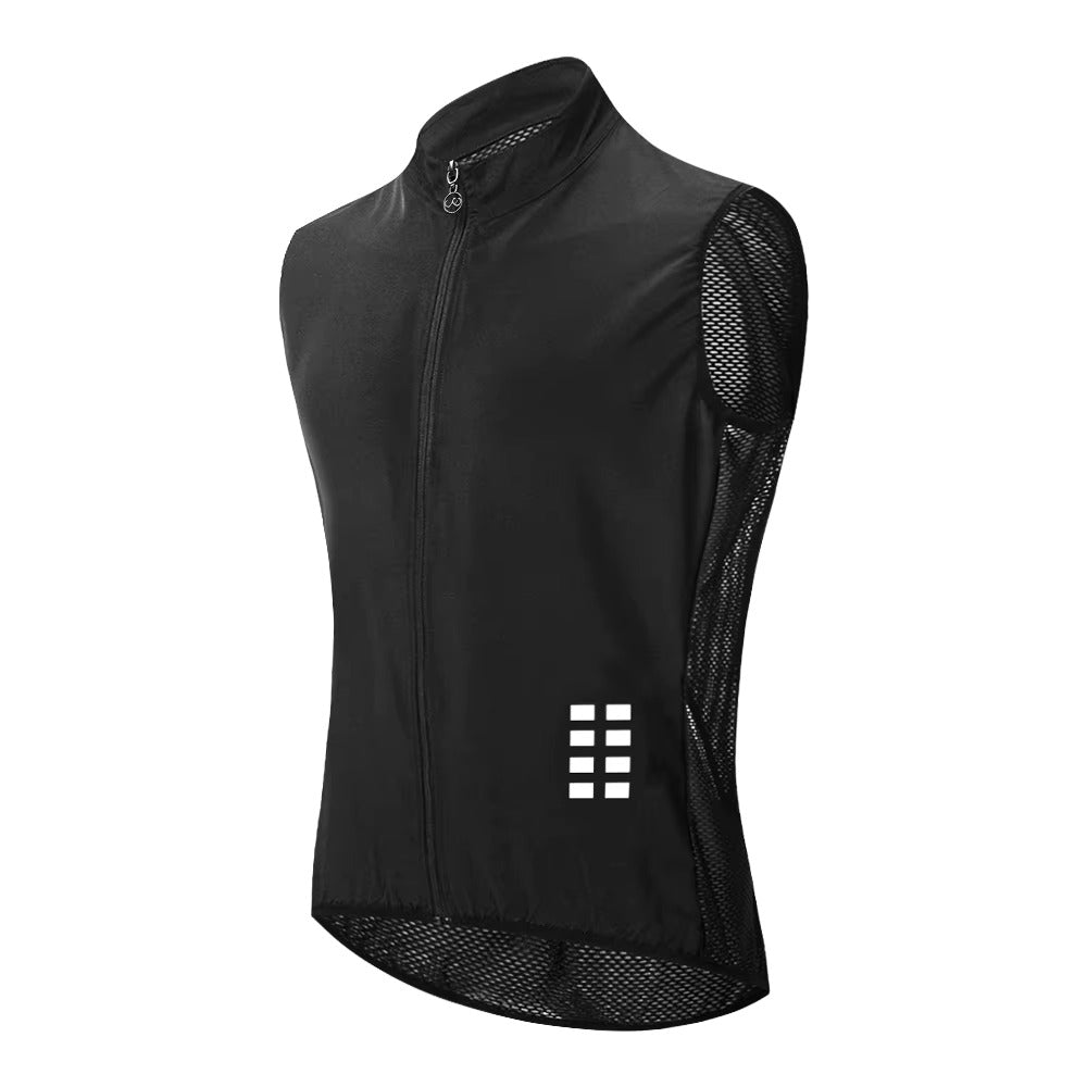 High Visibility Reflective Sleeveless Jacket - Black Front