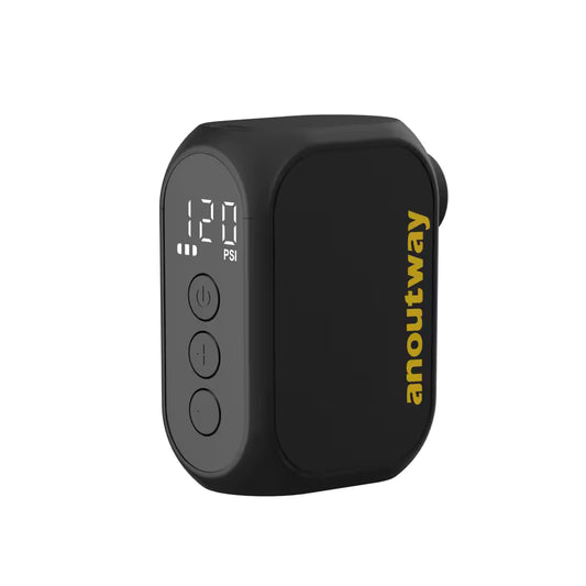 Black digital device with yellow branding on a white background
