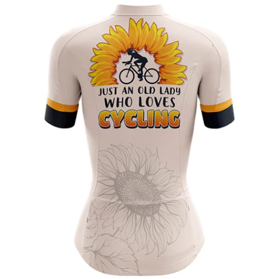 Old Lady Who Loves Cycling Jersey Rear