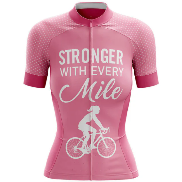 Stronger With Every Mile Cycling Jersey Front