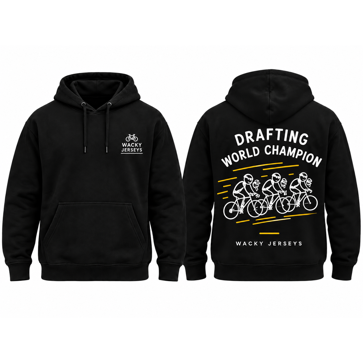 drafting cycling hoodie front and rear square
