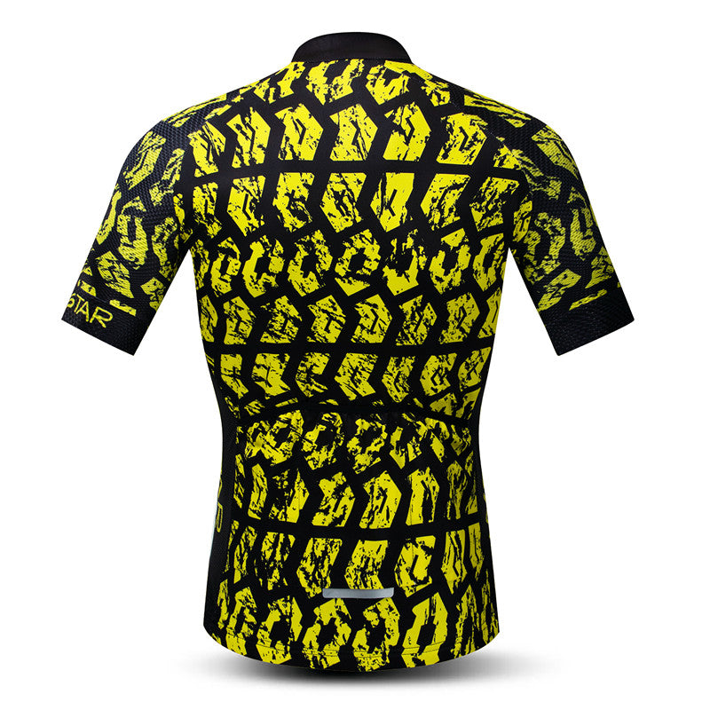 Rear View Yellow Tread Cycling Jersey