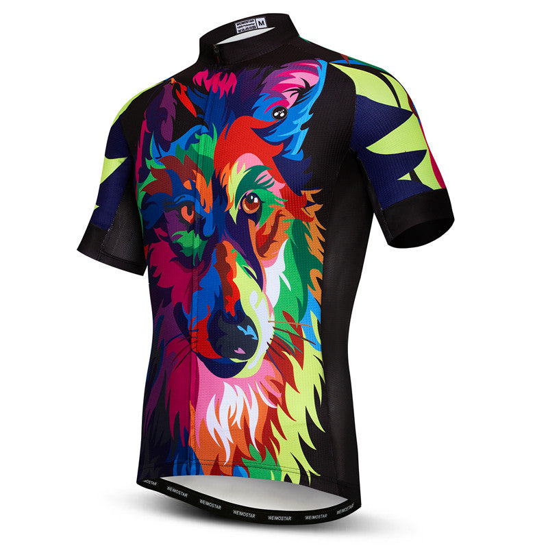 Side view Colourful Wolf Cycling Jersey