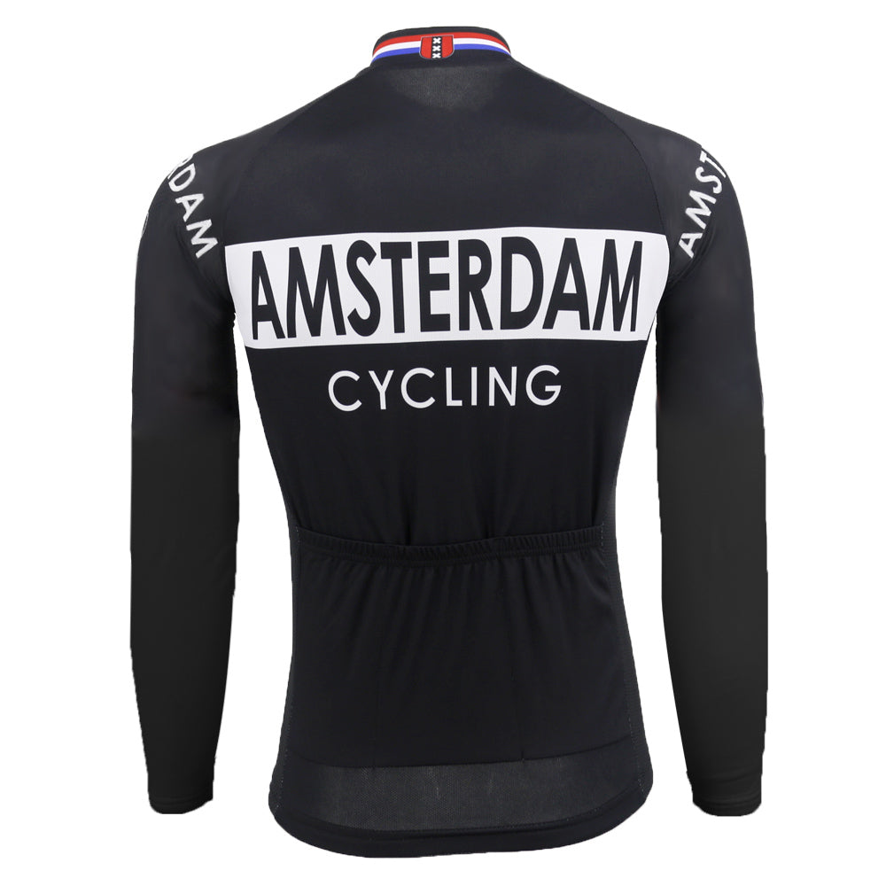 Retro Amsterdam Black Long Cycling Jersey