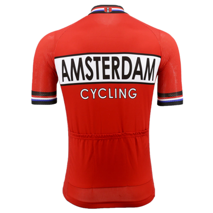 Retro Amsterdam Red Cycling Jersey Rear View